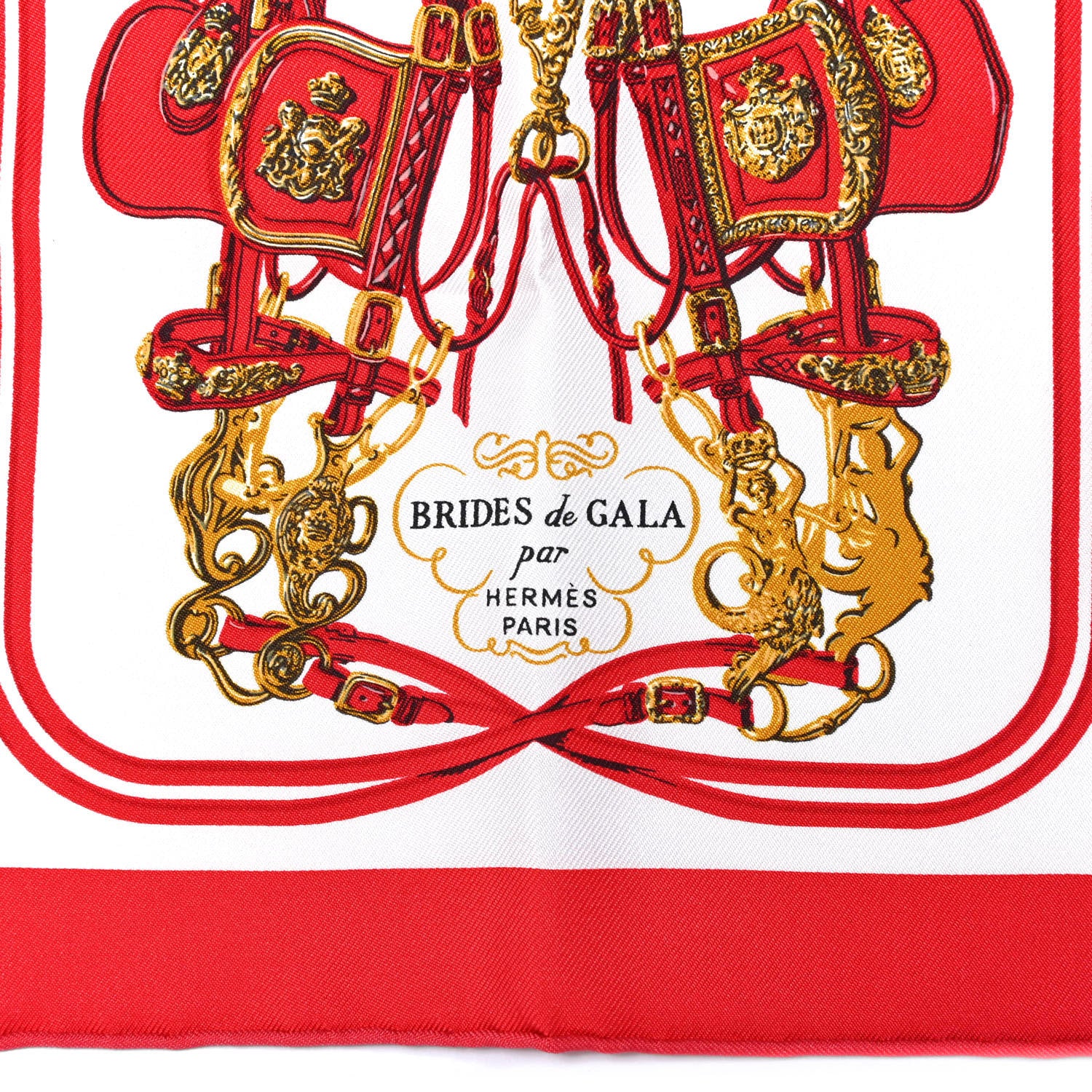 Hermes Silk Brides de Gala Nano Scarf 20 Rouge White Or 4 of 5