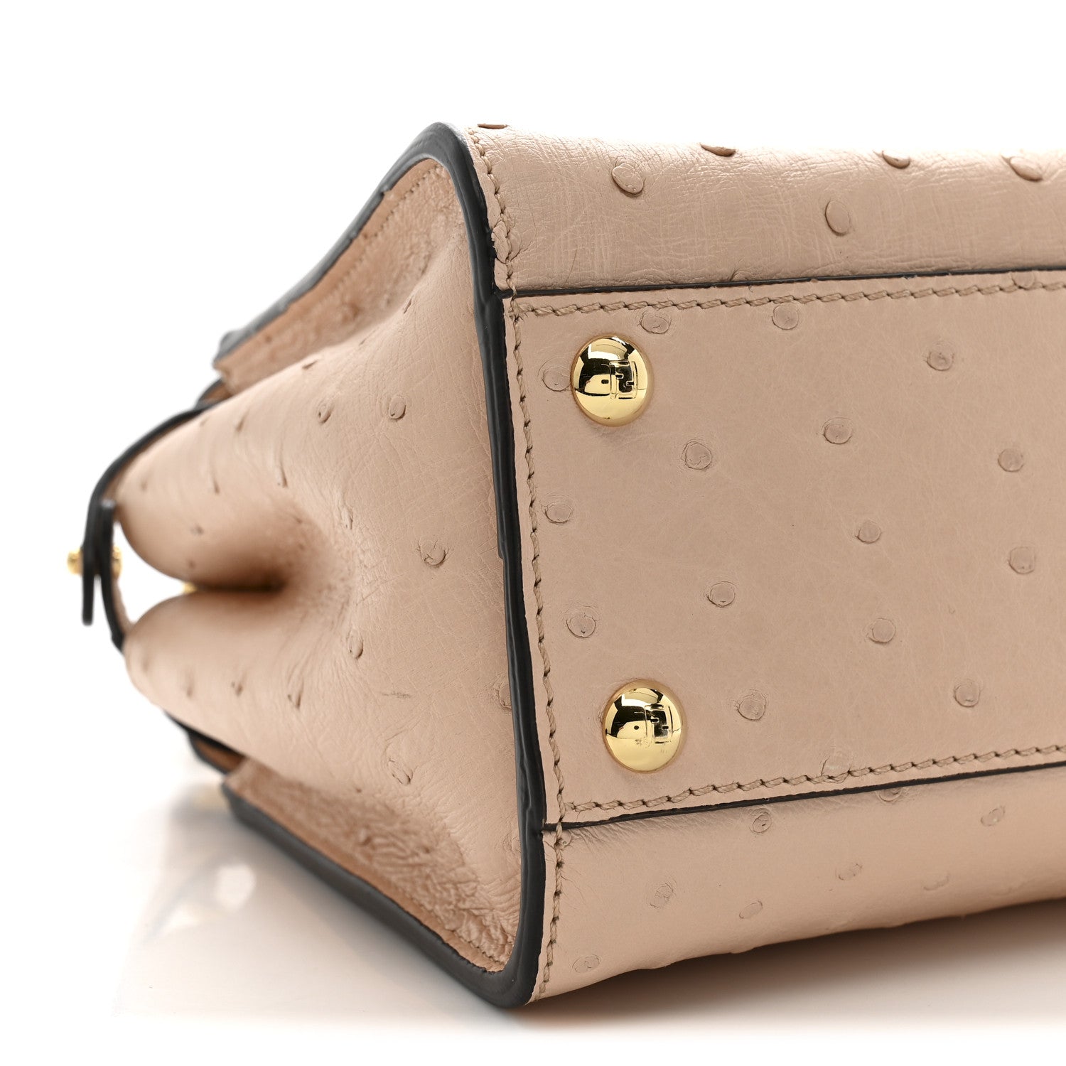 Fendi Ostrich Shiny Nappa Mini Peekaboo Iconic Satchel Poudre 8 of 19