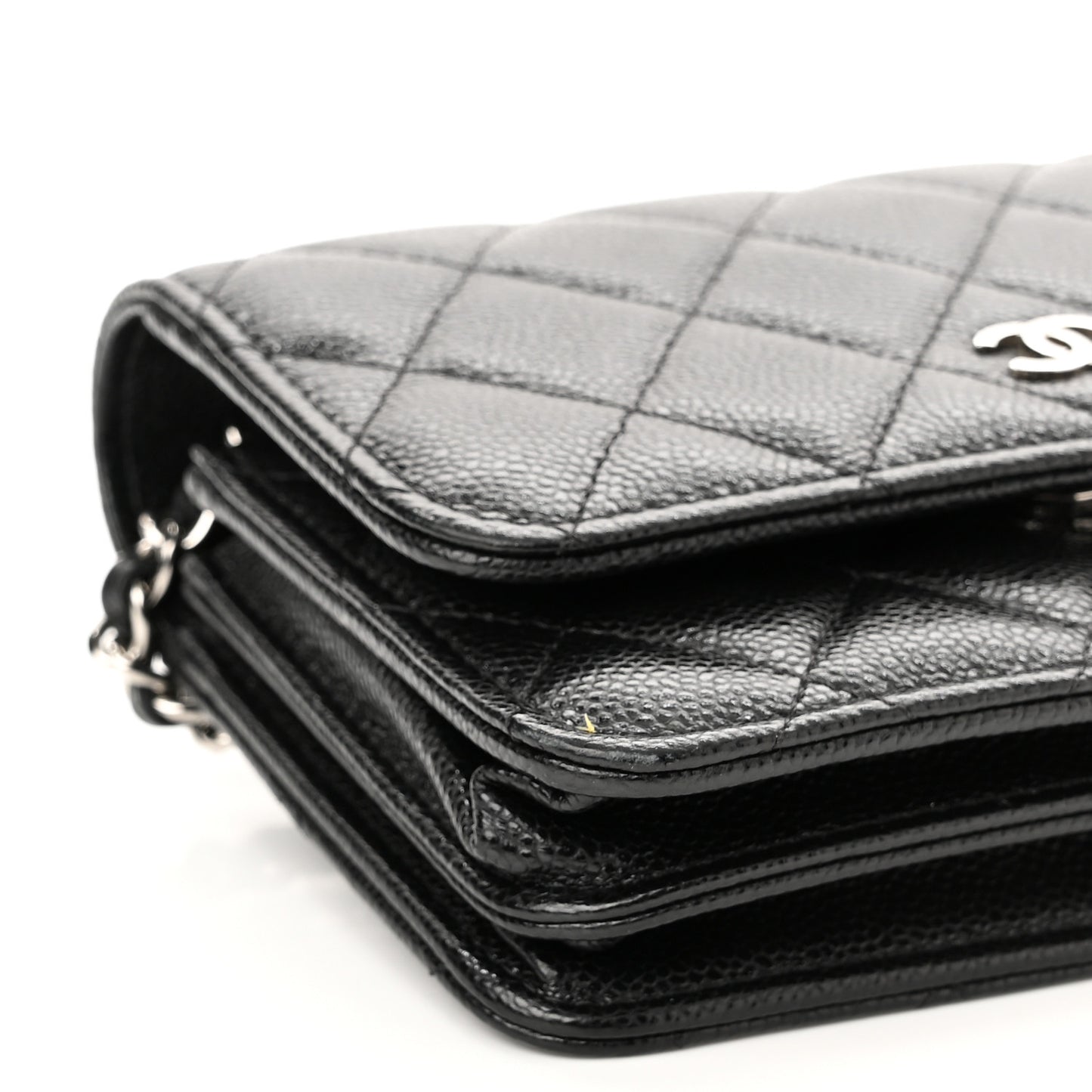 Caviar Quilted Mini Wallet On Chain WOC Black