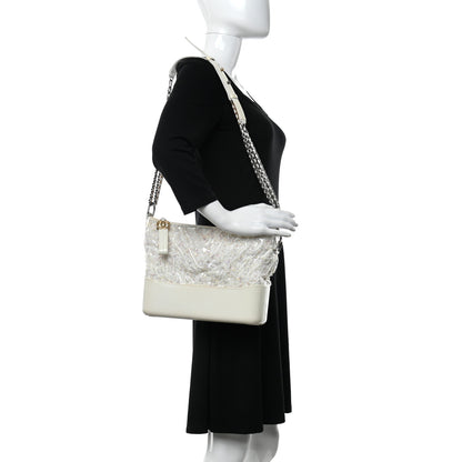 Chanel Tweed PVC Patent Chevron Quilted Medium Gabrielle Hobo White 2 of 15