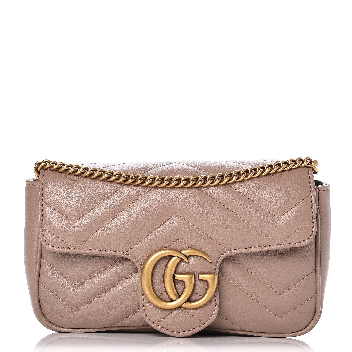 Gucci Calfskin Matelasse Super Mini GG Marmont Shoulder Bag Porcelain Rose 1 of 9