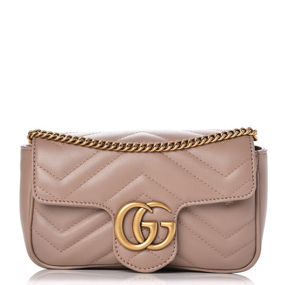 Gucci Calfskin Matelasse Super Mini GG Marmont Shoulder Bag Porcelain Rose 1 of 9