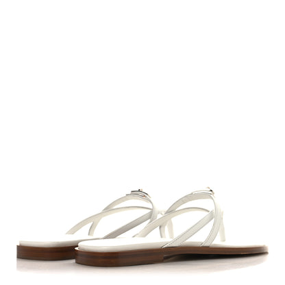 Hermes Calfskin Miss Sandals 37.5 White 5 of 9