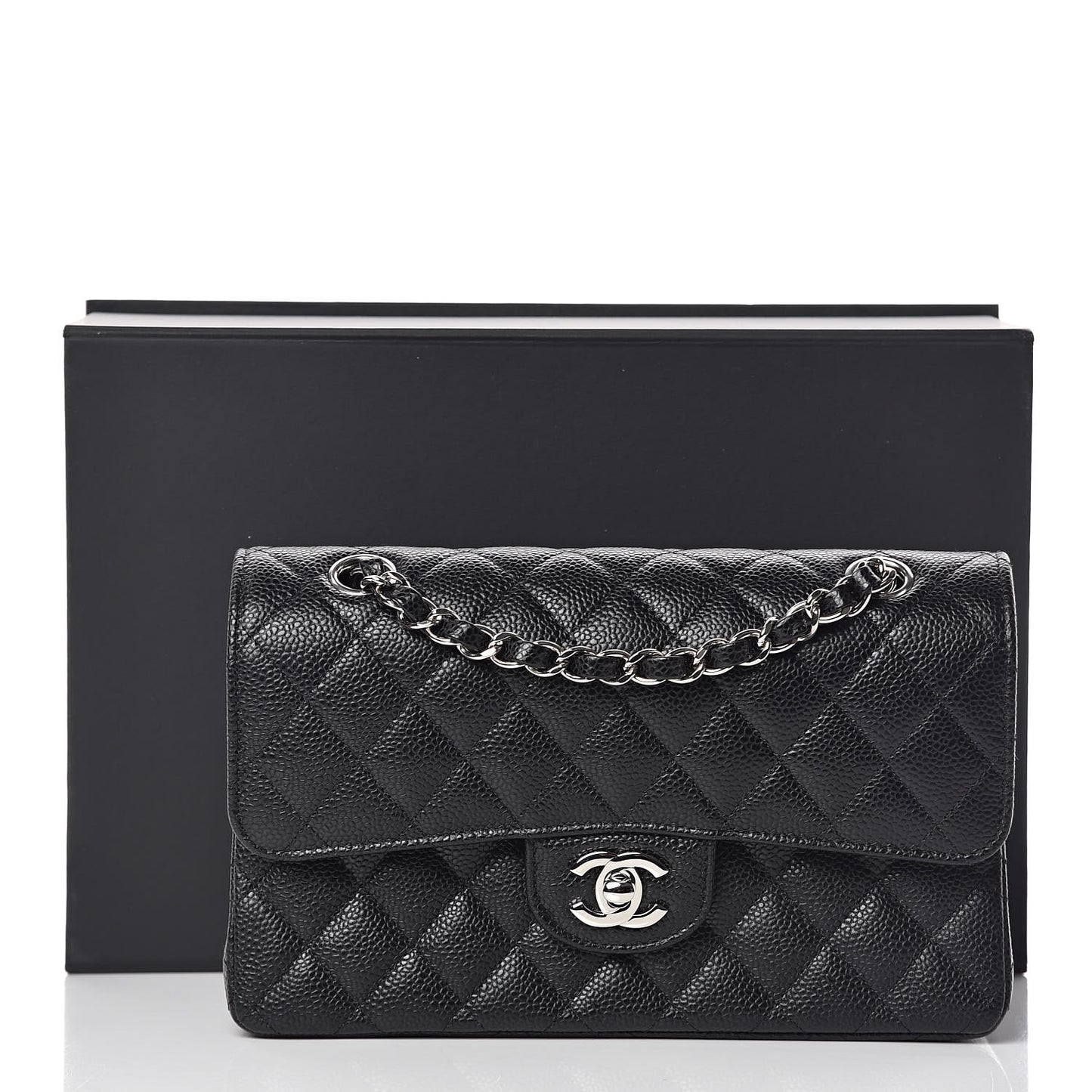Caviar Quilted Small Double Flap Black