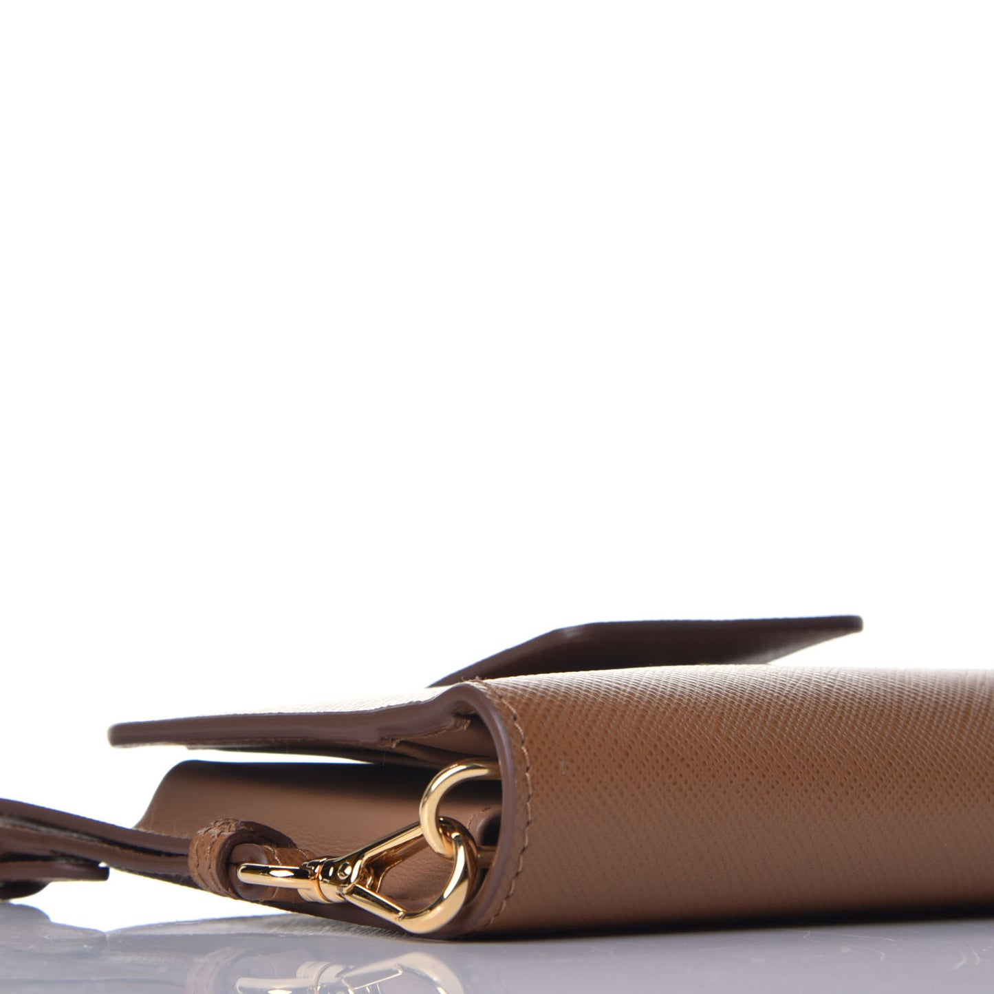 Saffiano Metal Wristlet Caramel