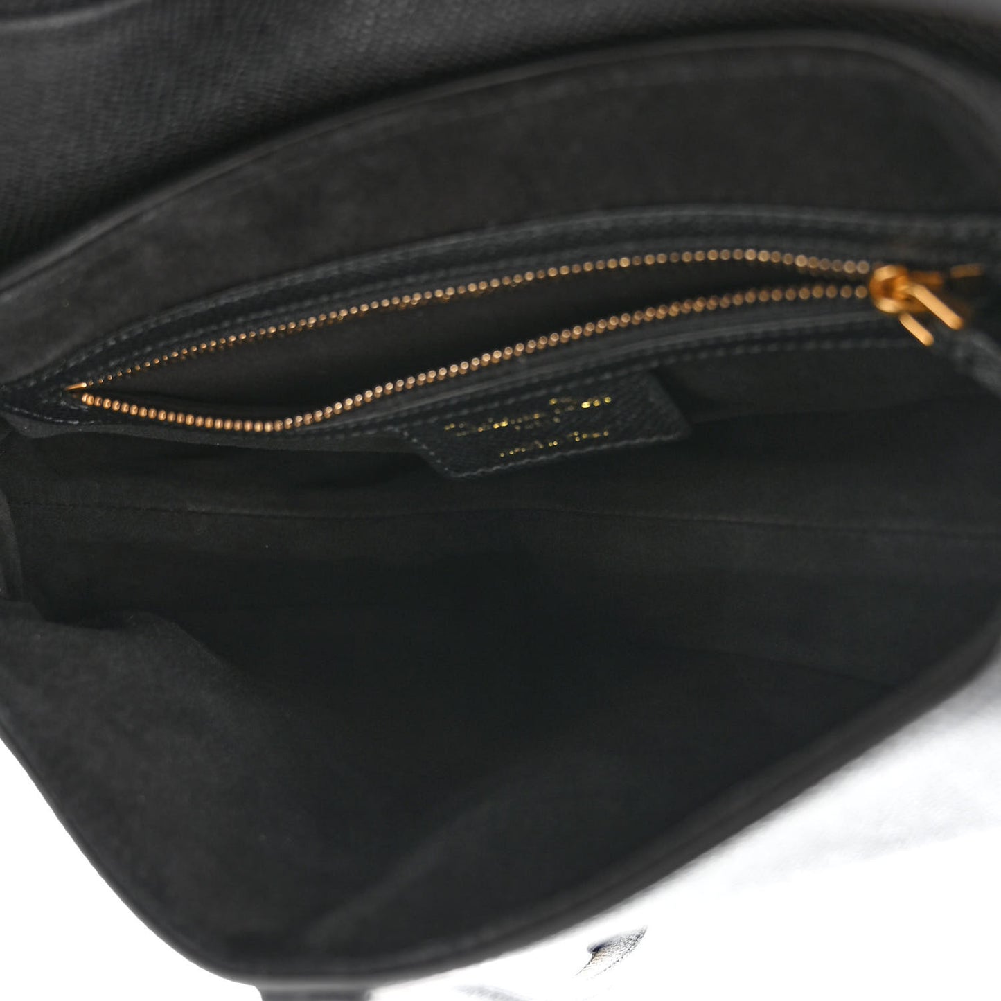 Grained Calfskin Saddle Bag With Strap Black