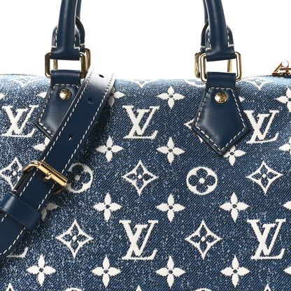 Louis Vuitton Monogram Jacquard Denim Speedy Bandouliere 25 Bleu 7 of 9