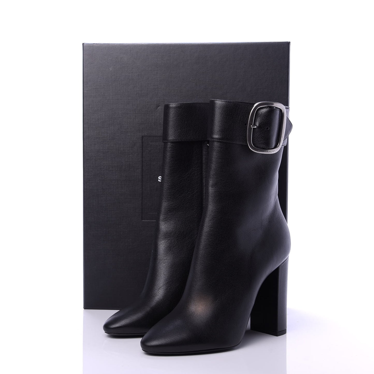 Calfskin Joplin Buckle Booties 39 Black