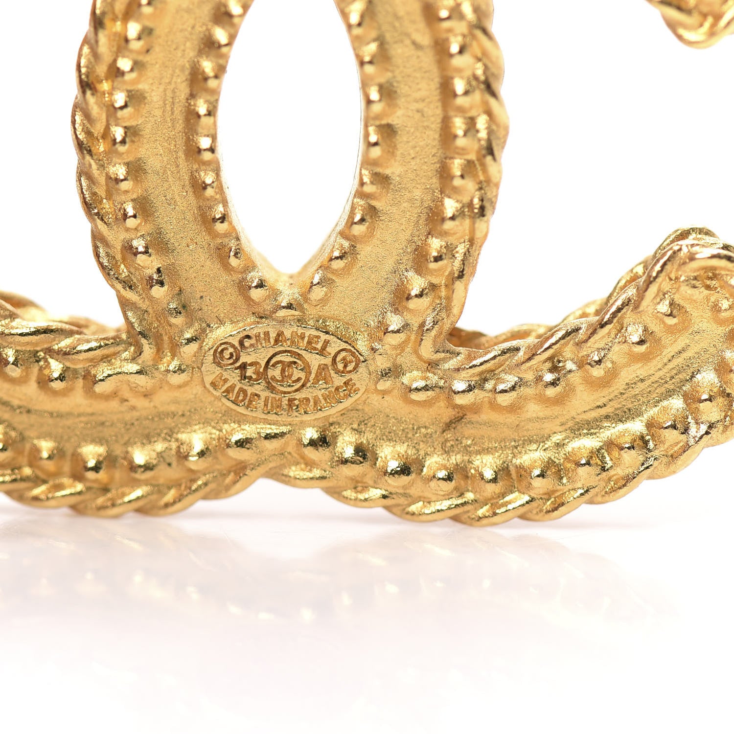 Chanel CC Drop Earrings Matte Gold 3 of 5
