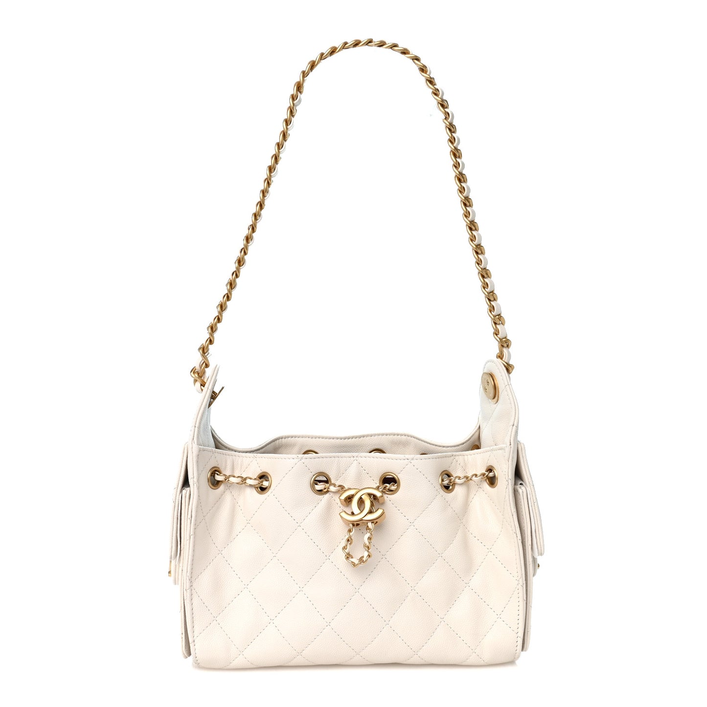 Caviar Quilted Mini Chanel 25 Handbag White