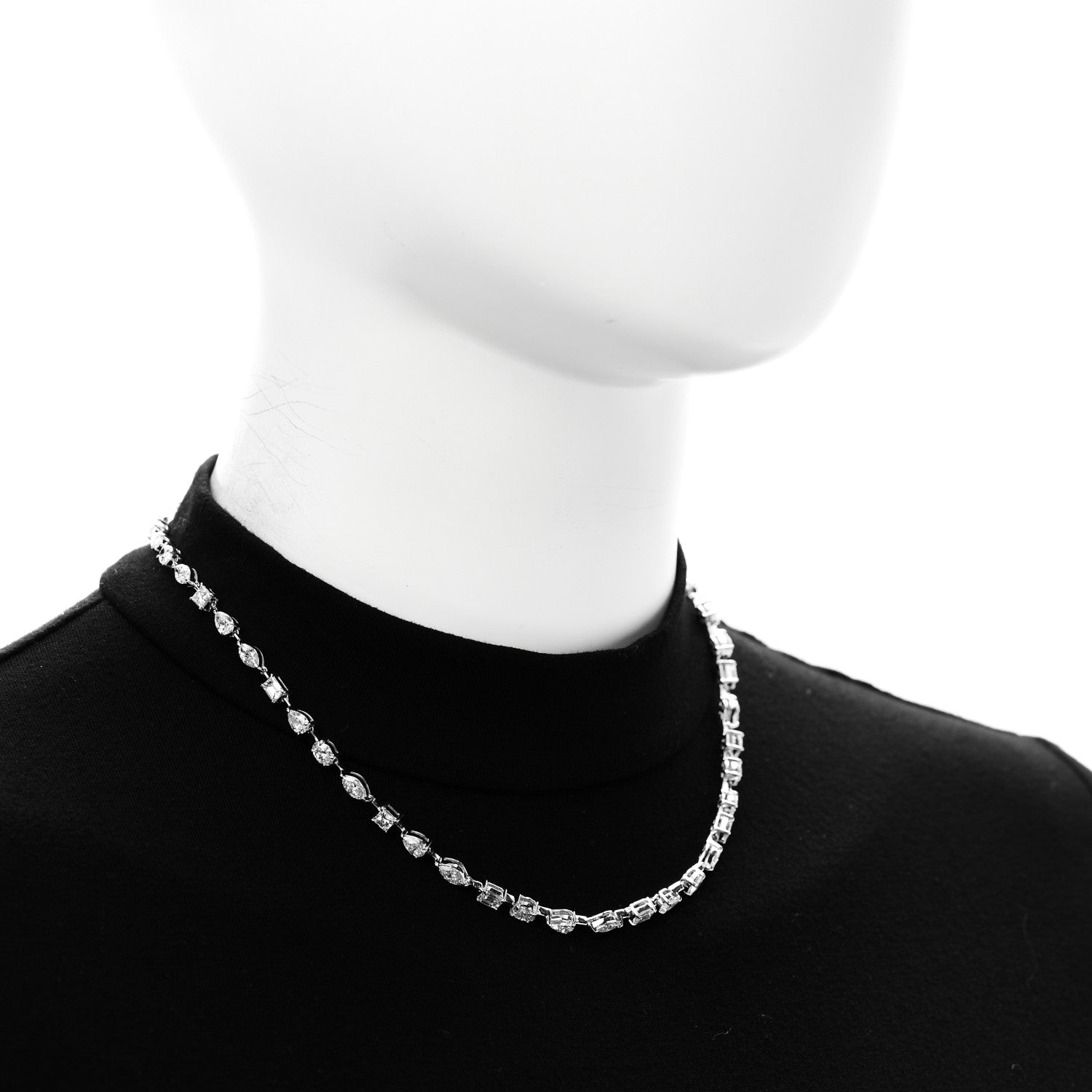 Parker & West by FASHIONPHILE 18K White Gold Diamond 11.30ctw Emerald Marquis Oval Pear Princess Cut Necklace 2 of 5