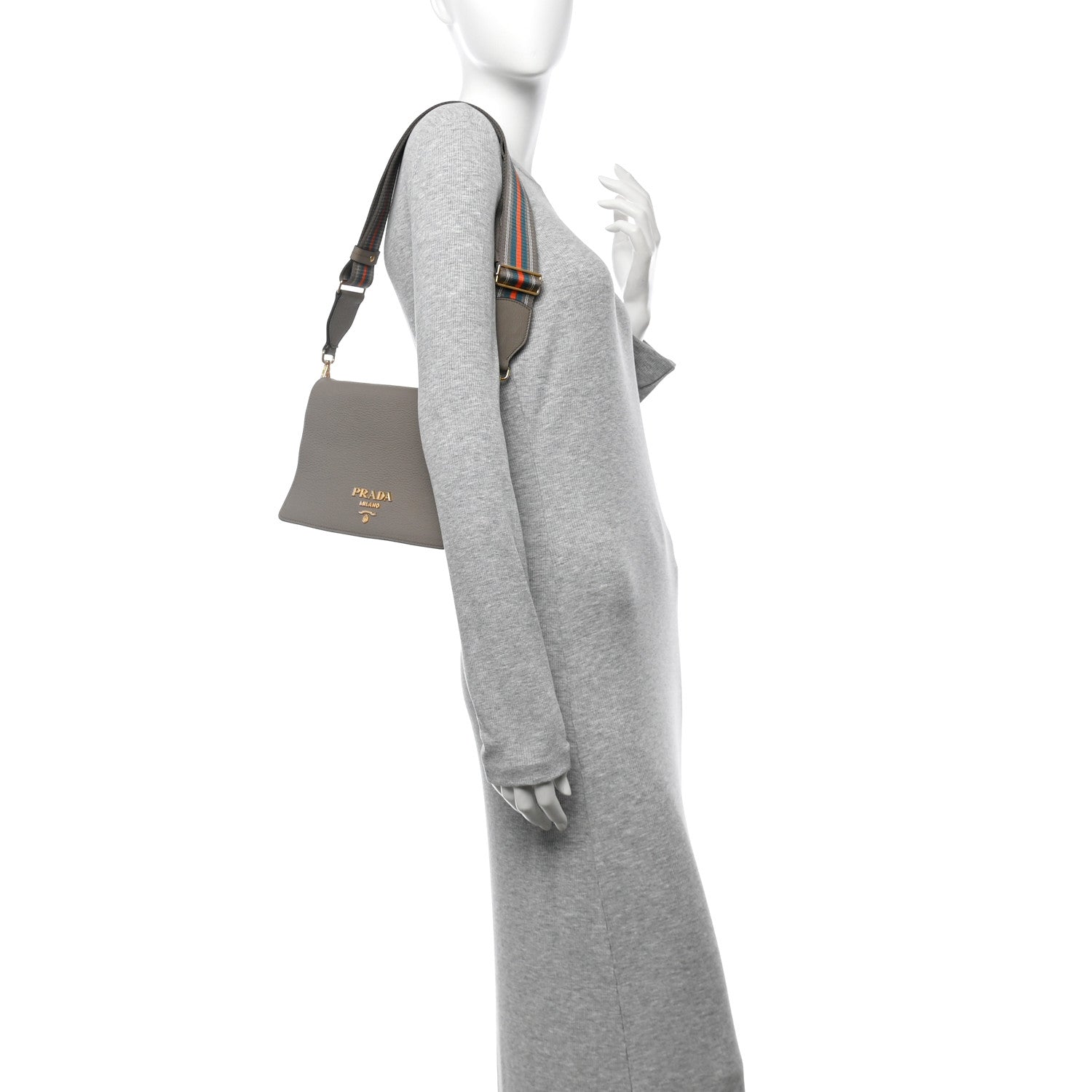 Prada Vitello Daino Crossbody Flap Argilla 2 of 14