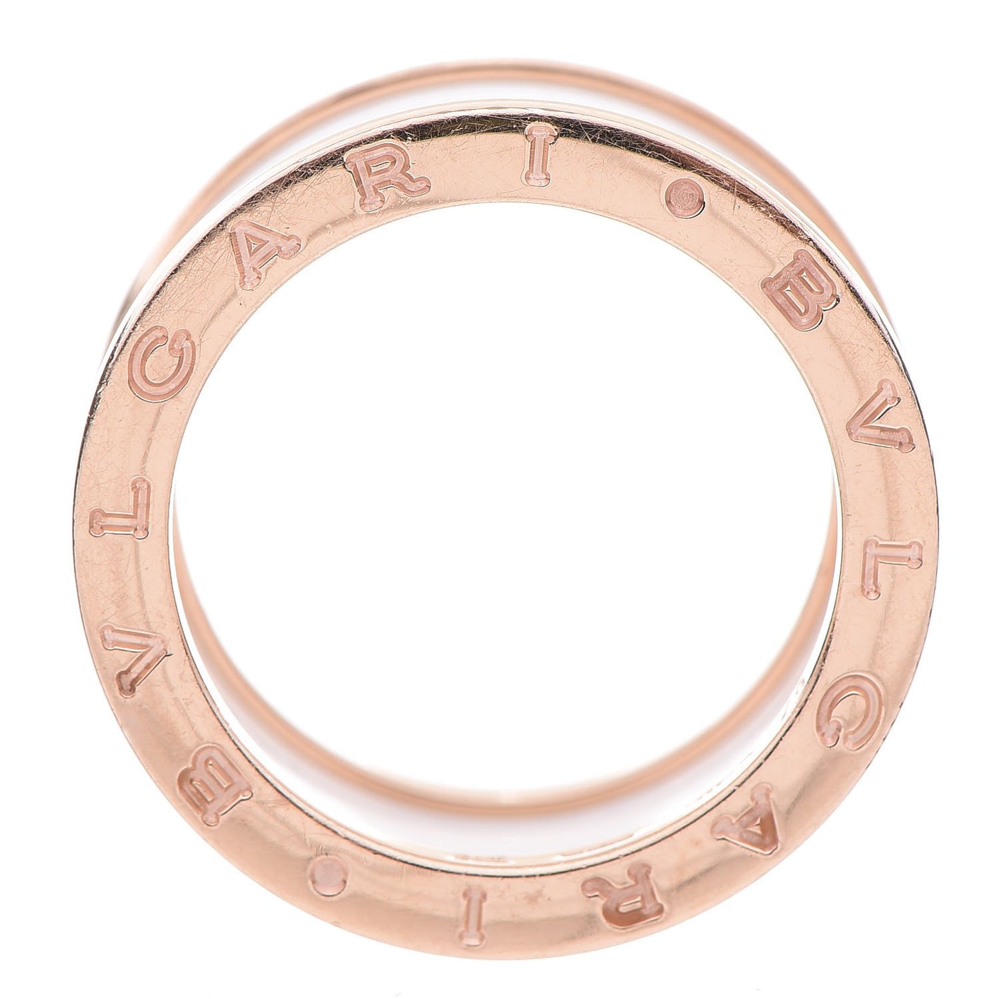 18K Rose Gold White Ceramic B.Zero1 Four-Band Ring 57 8