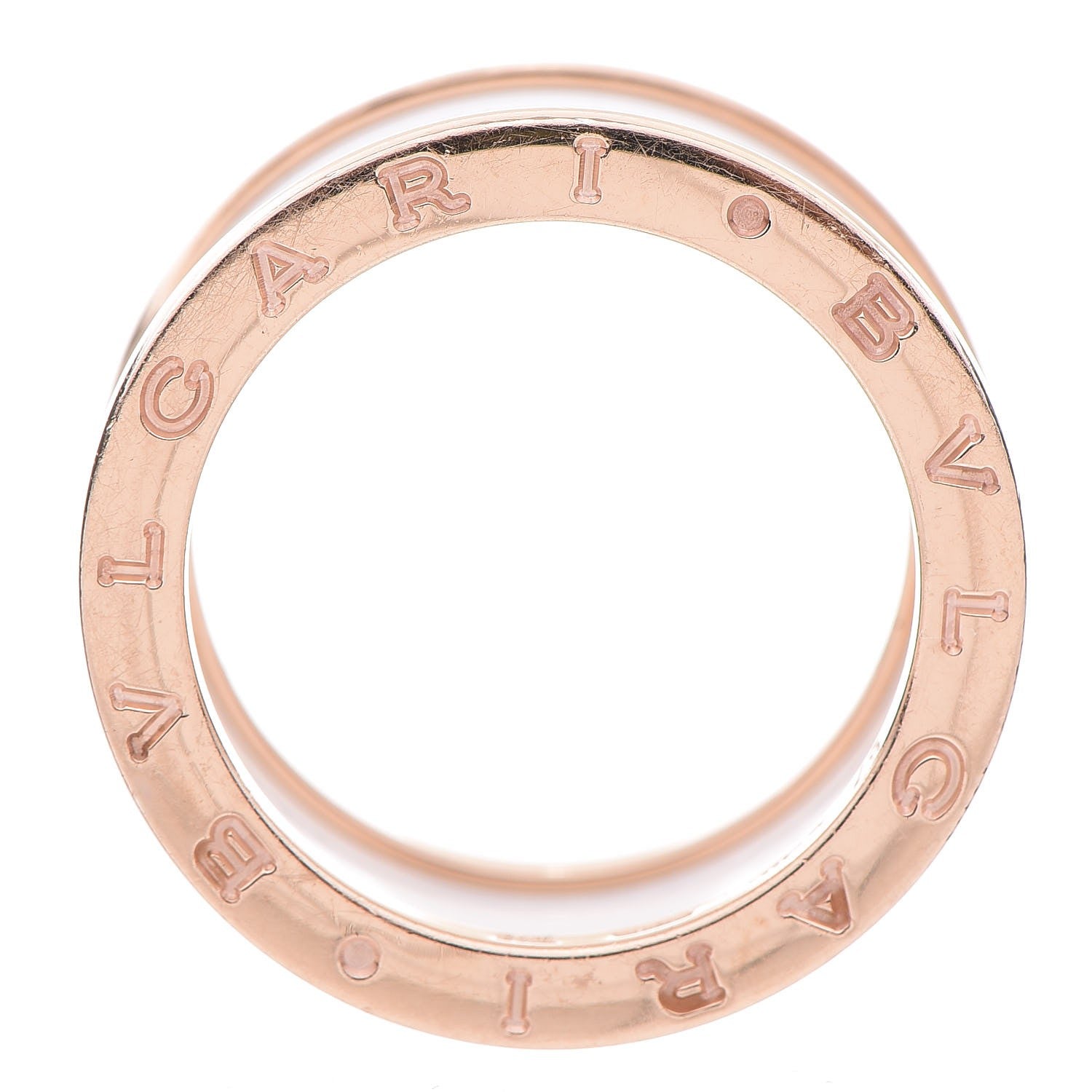 Bulgari 18K Rose Gold White Ceramic B.Zero1 Four-Band Ring 57 8 3 of 6