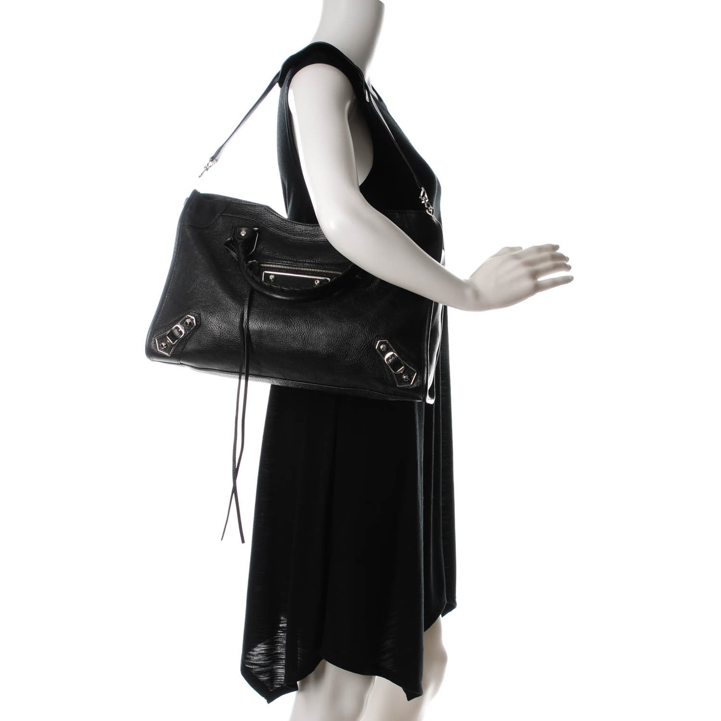 Chevre Silver Metallic Edge Hardware City Black