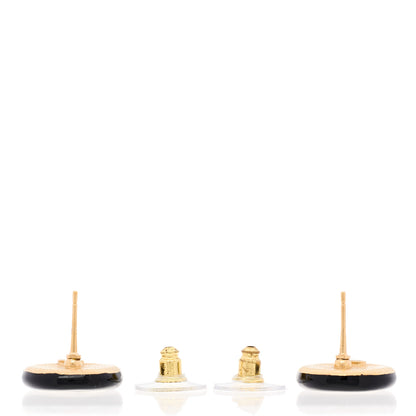 Chanel Enamel CC Stud Earrings Black White 3 of 5