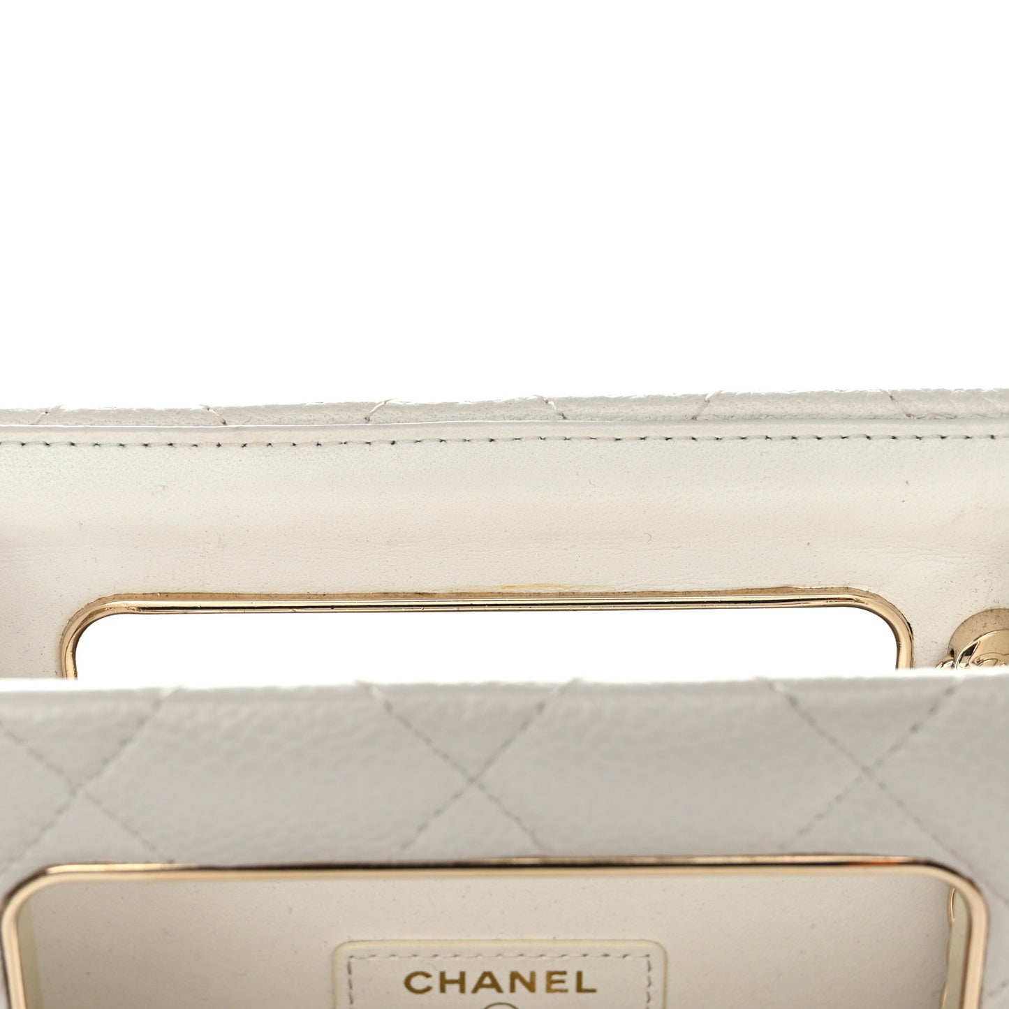 Caviar Quilted Evening Box Bag White
