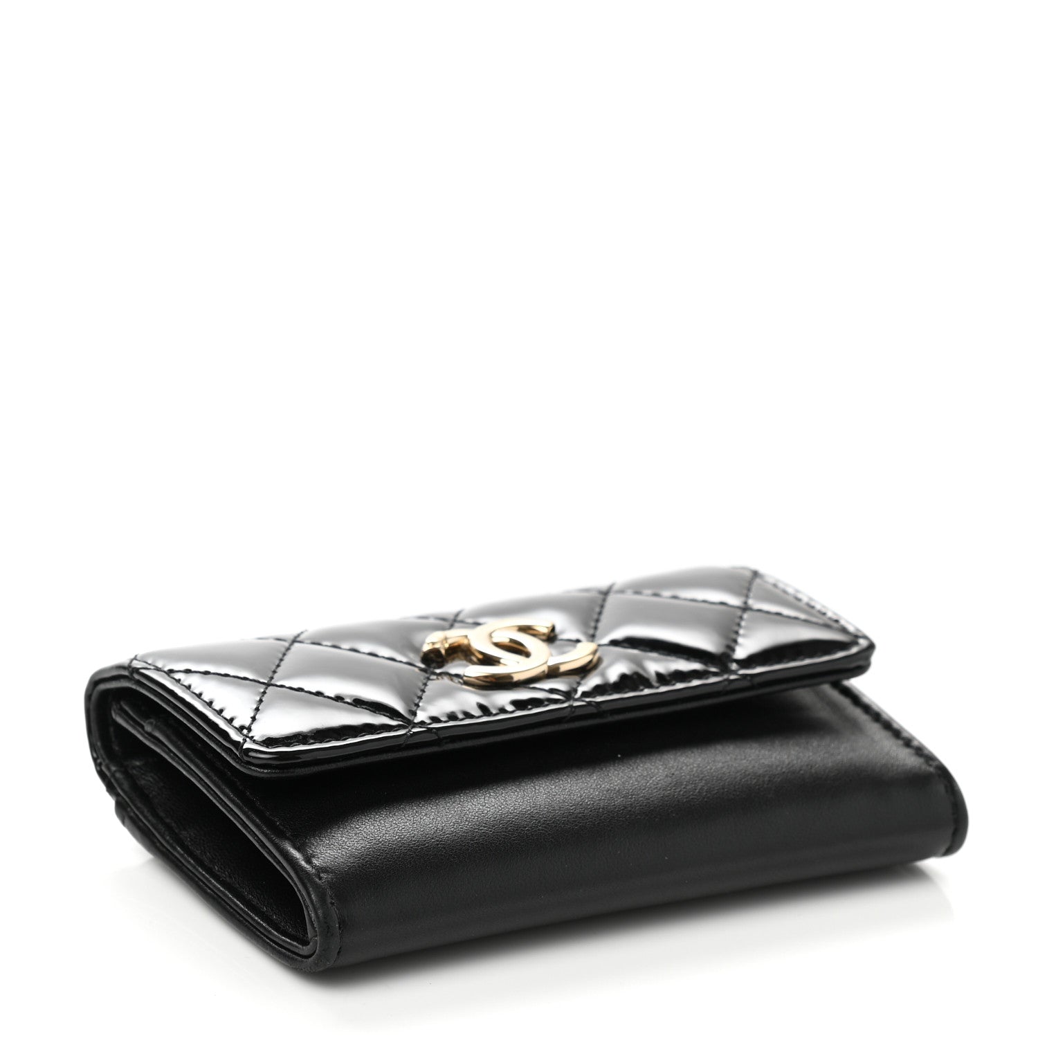 Chanel Patent Calfskin Quilted Flap Card Holder Black 4 of 8