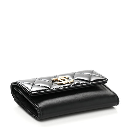 Chanel Patent Calfskin Quilted Flap Card Holder Black 4 of 8