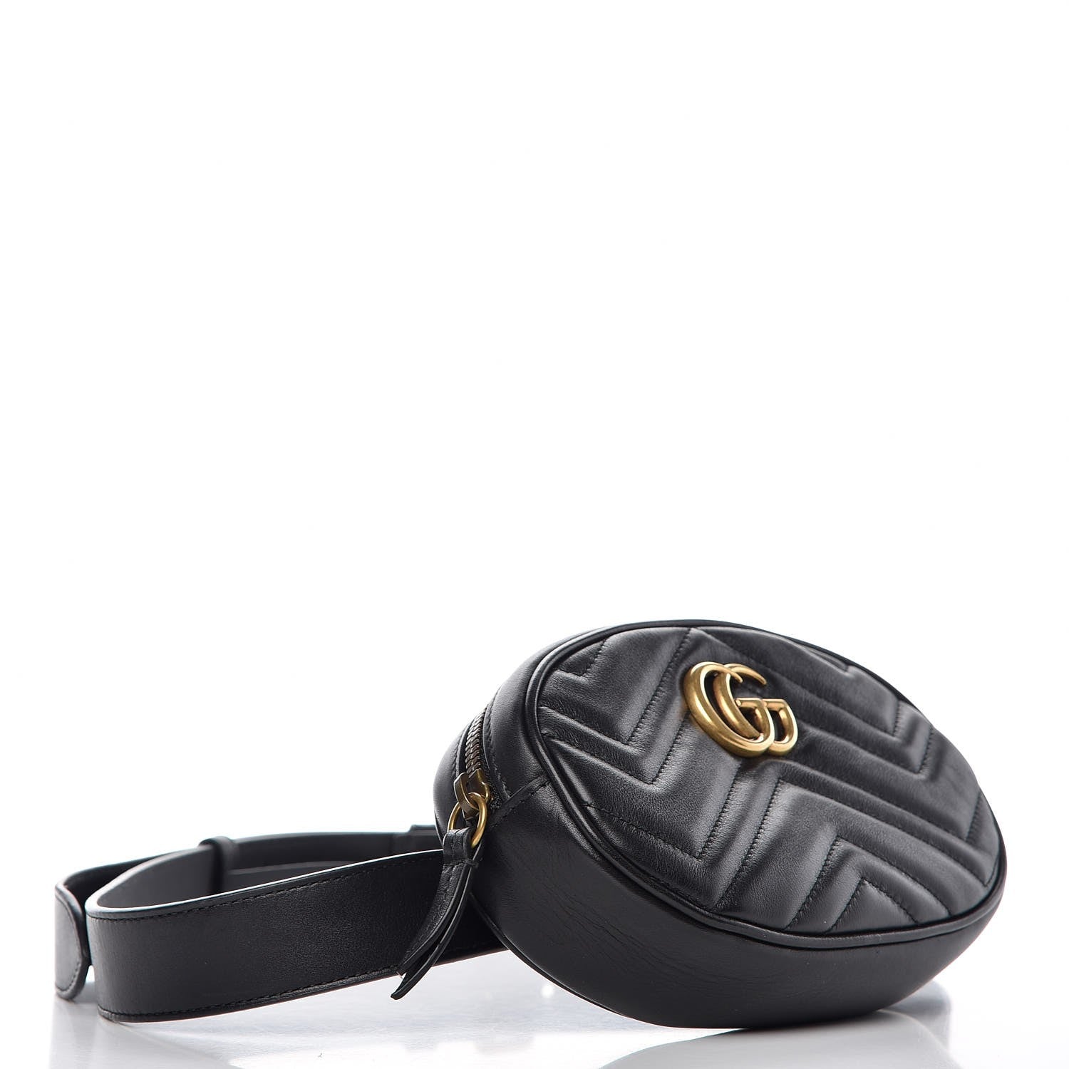 Gucci Calfskin Matelasse GG Marmont Belt Bag 95 38 Black 4 of 10