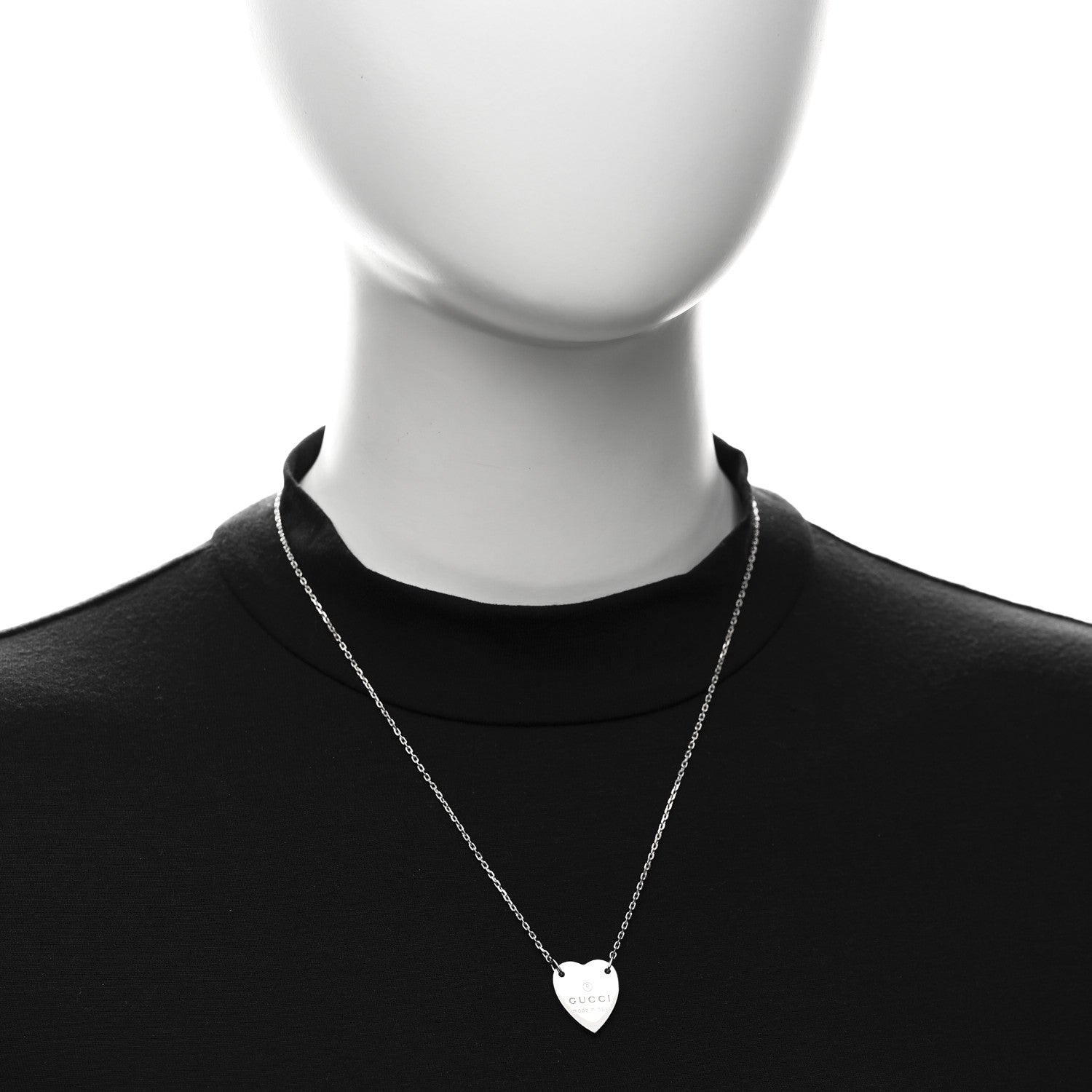 Gucci Sterling Silver Trademark Heart Pendant Necklace 2 of 5