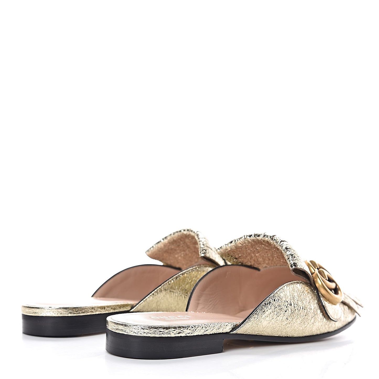 Galassia Womens GG Marmont Fringe Slippers 36 Platino