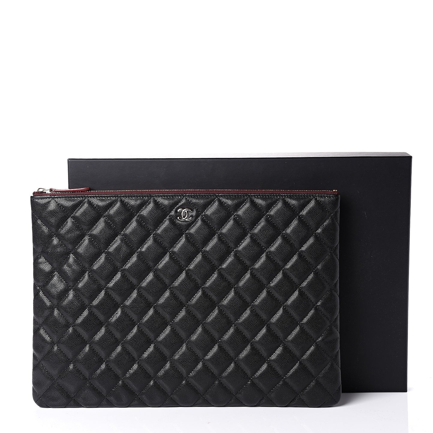 Caviar Quilted Large Cosmetic Case Black