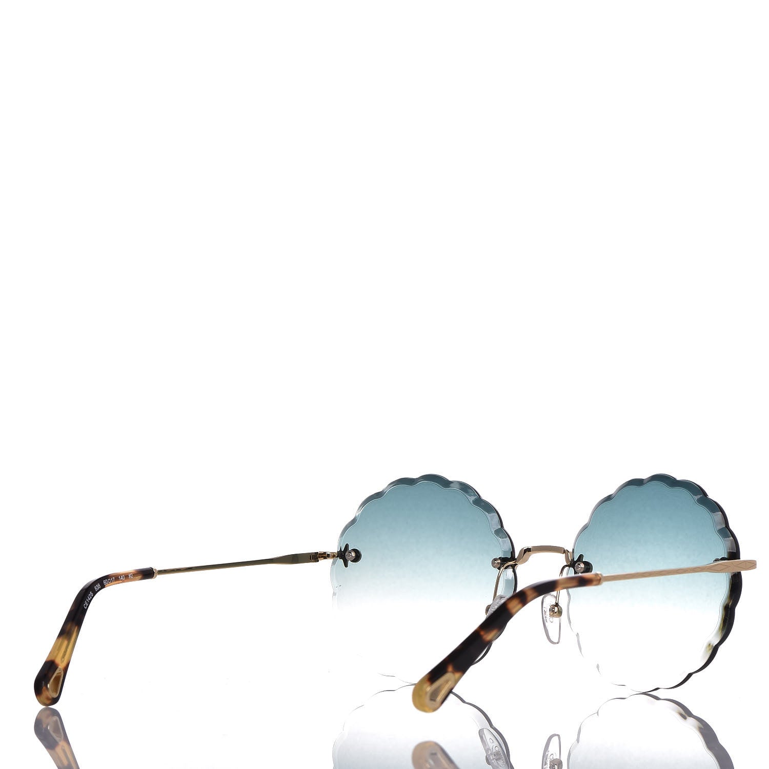 Chloe Rosie Bevelled Round Sunglasses CE142S Gold Gradient Blue 4 of 7