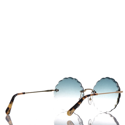 Chloe Rosie Bevelled Round Sunglasses CE142S Gold Gradient Blue 4 of 7