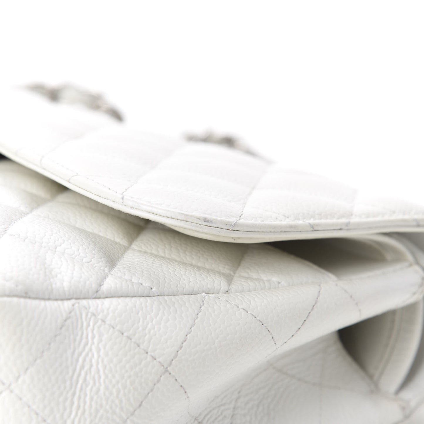Caviar Quilted Jumbo Double Flap White