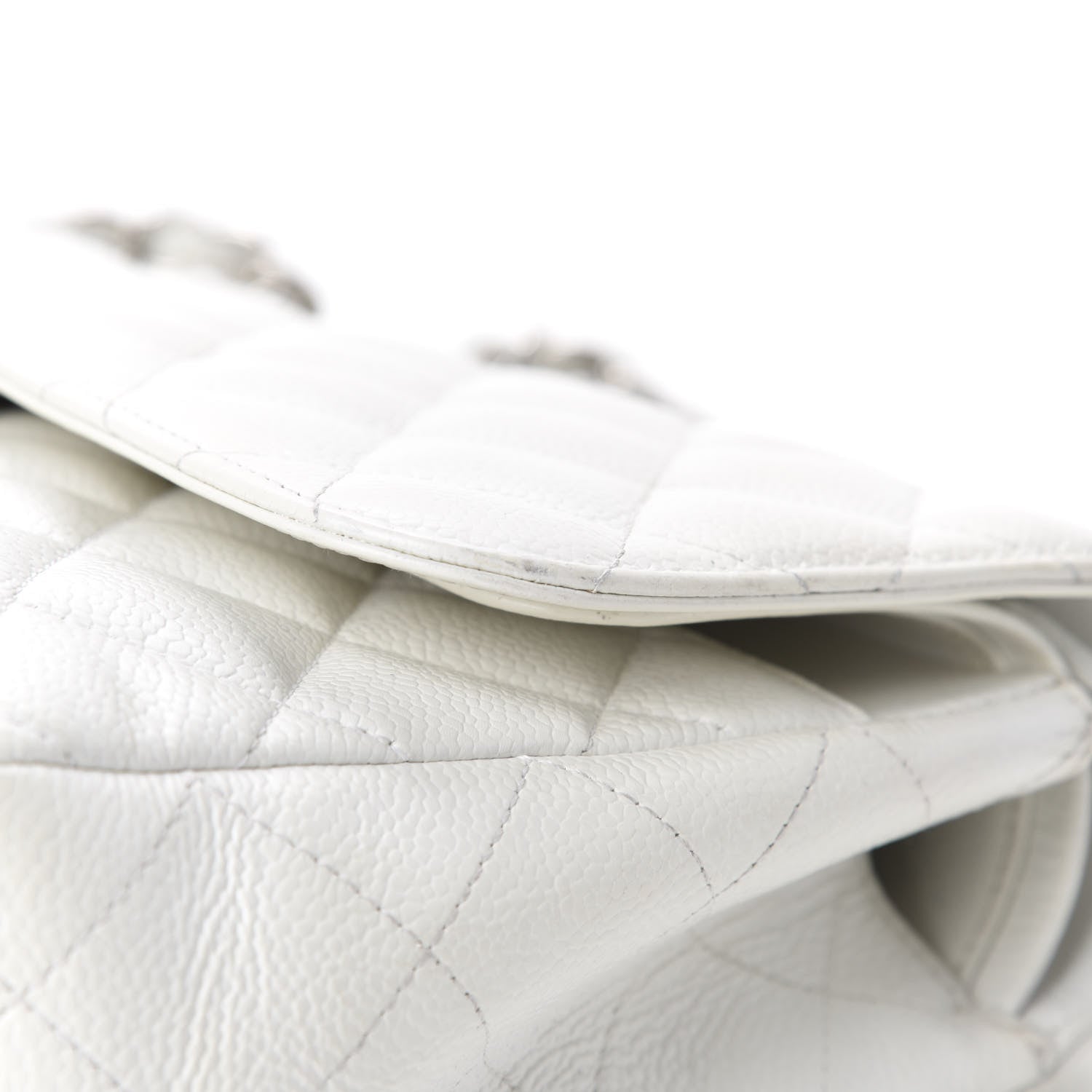 Chanel Caviar Quilted Jumbo Double Flap White 8 of 16