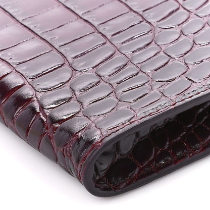 Alexander McQueen Calfskin Crocodile Embossed Knuckle Flat Clutch Burgundy 11 of 11
