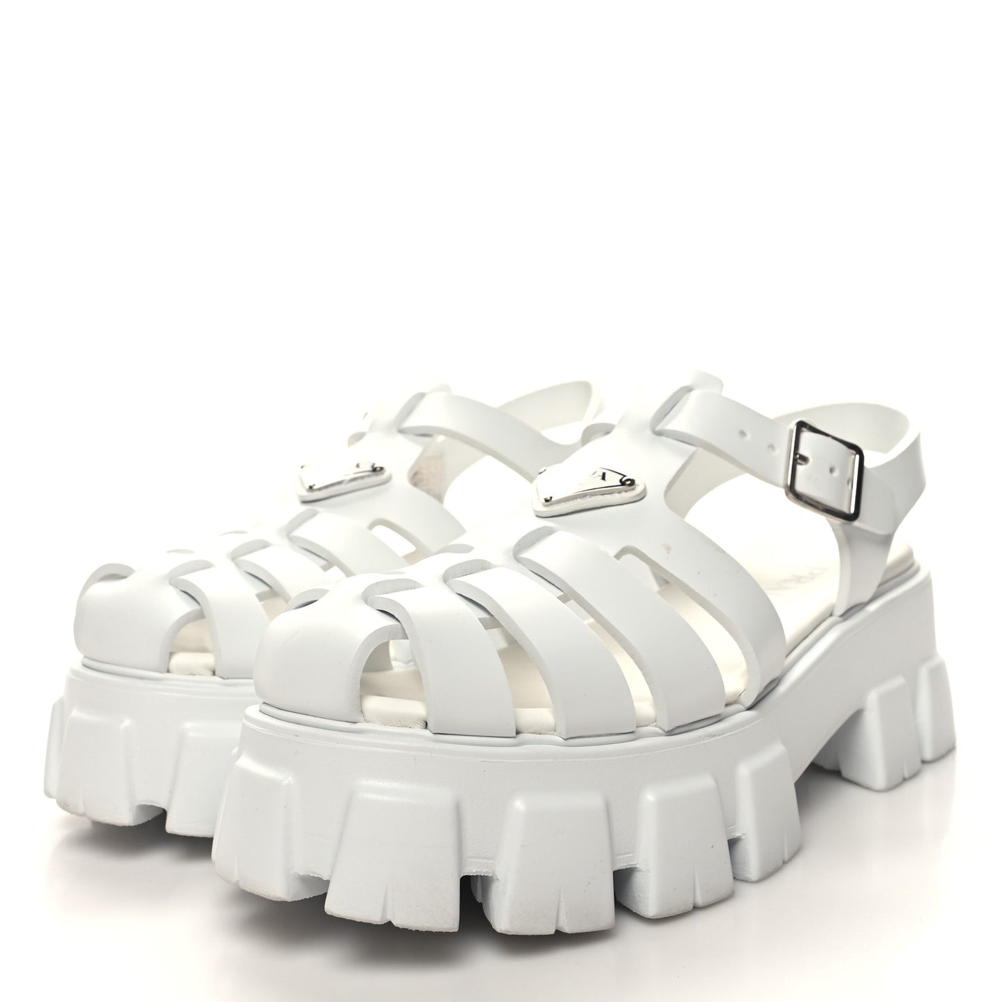 Foam Rubber Metal Triangle Logo Monolith 55mm Cage Sandals 41 White