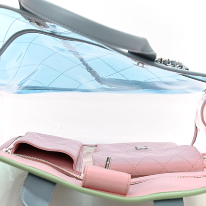 Chanel PVC Lambskin Stitched Medium Coco Splash Shopping Bag Blue Green Pink 5 of 12