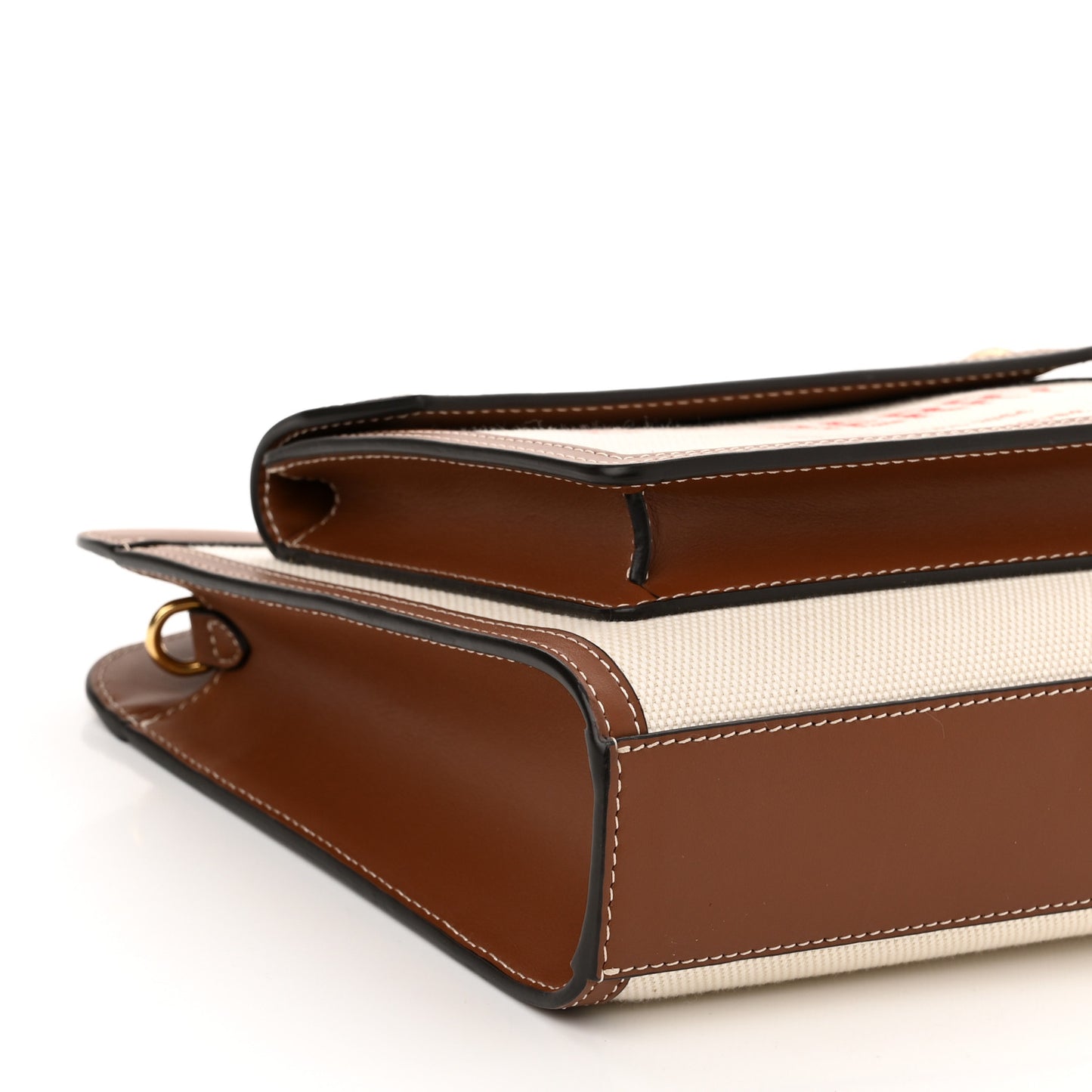 Canvas Smooth Calfskin Two Tone Mini Pocket Bag Natural Malt Brown