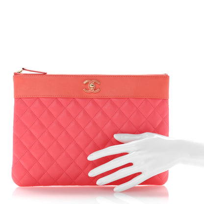 Chanel Sheepskin Quilted Medium Vintage Mademoiselle Cosmetic Case Pink 2 of 7