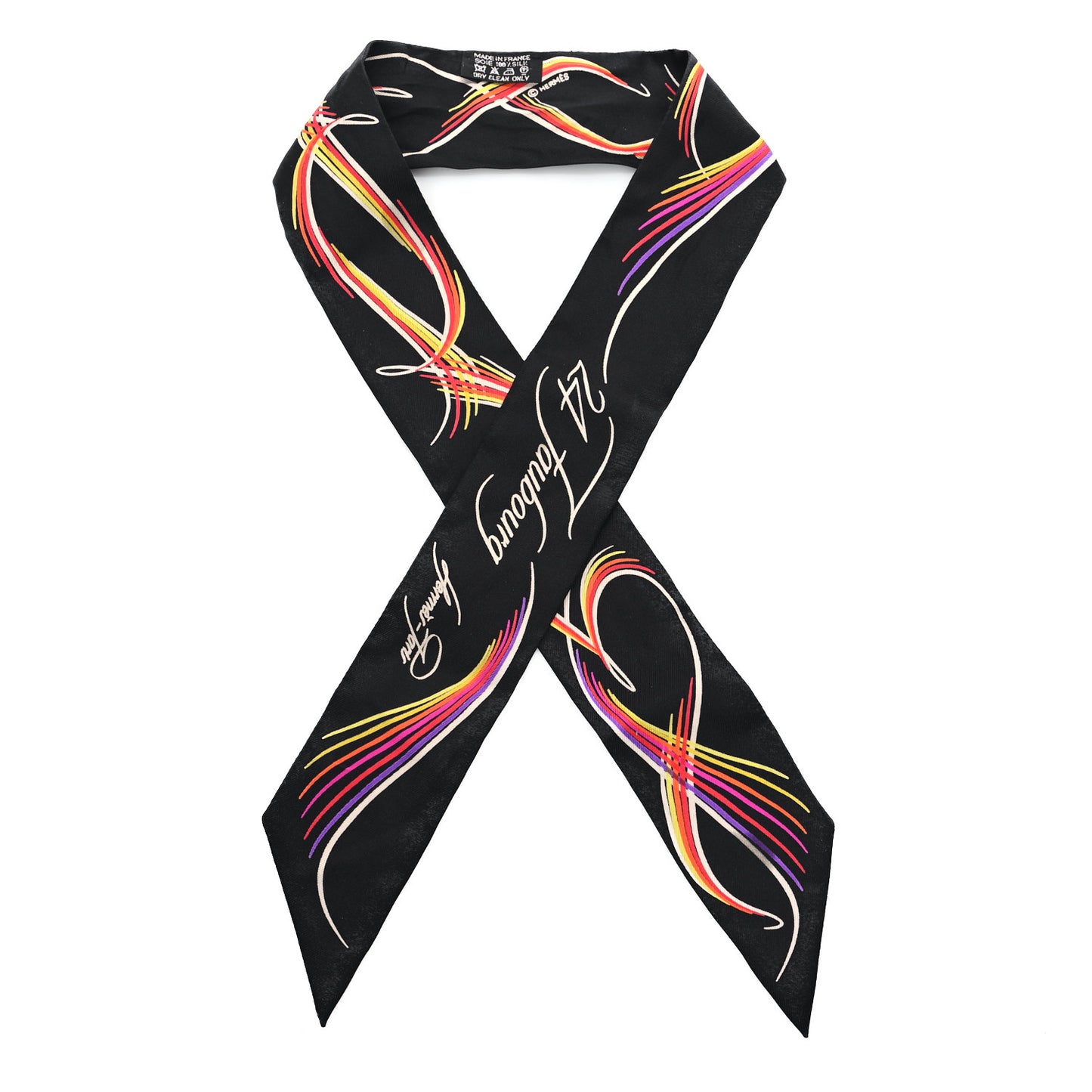 Silk 24 Faubourg Twilly Scarf Black Multicolor