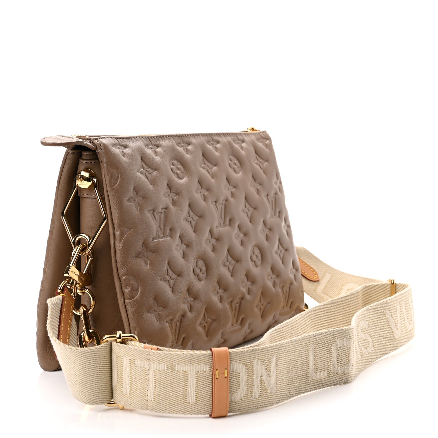 Louis Vuitton Lambskin Embossed Monogram Coussin PM Taupe 3 of 10