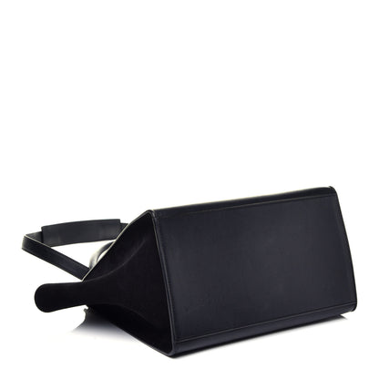 Celine Crocodile Embossed Calfskin Suede Medium Trapeze Black 5 of 10