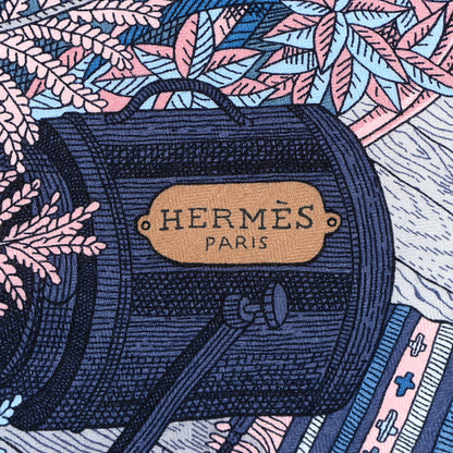 Hermes Cashmere Silk Acte III Scene I La Clairiere Shawl 140 Marine Rose Vif Blue Jean 2 of 7