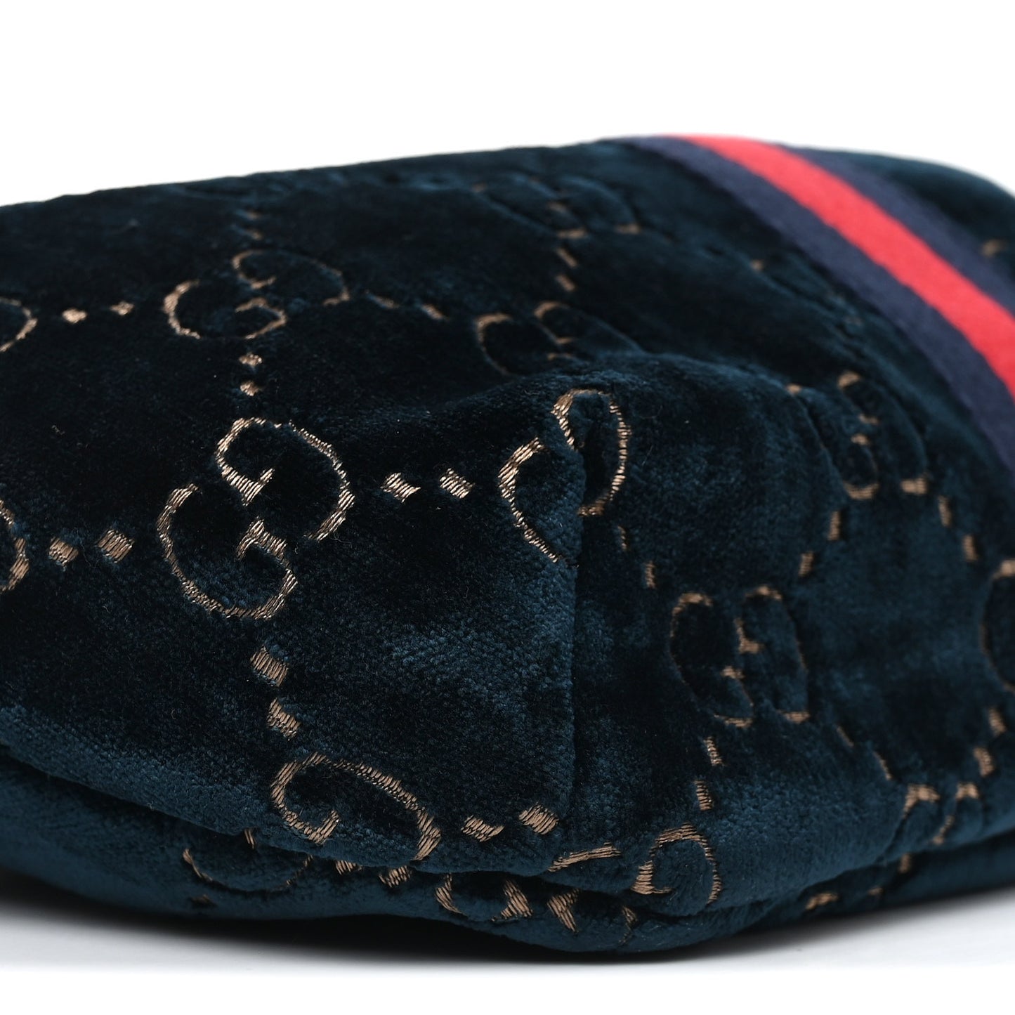Velvet GG Monogram Web Belt Bag Blue Beige