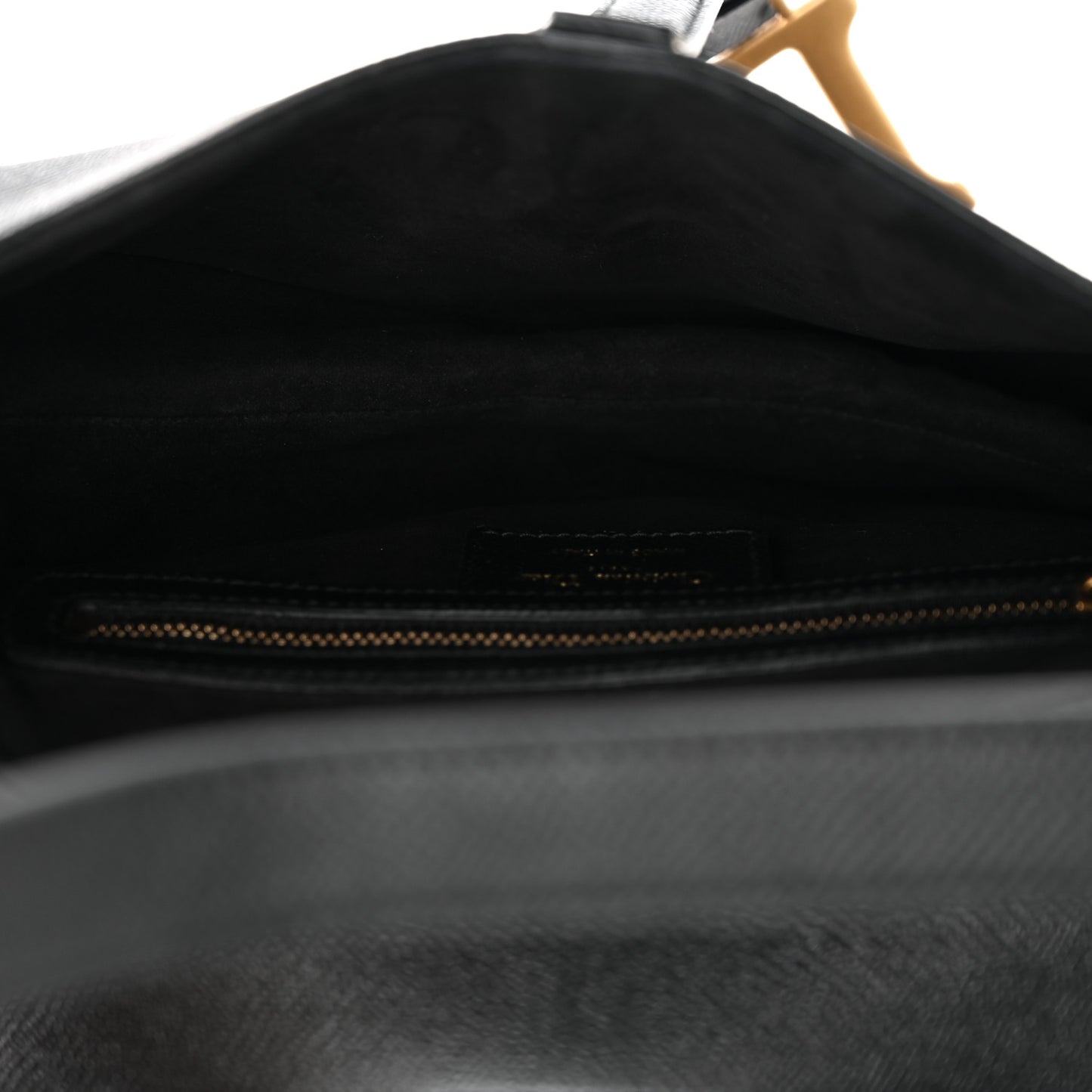 Grained Calfskin Saddle Bag With Strap Black