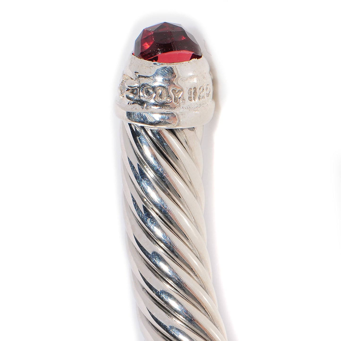 Sterling Silver Garnet Diamond 5mm Cable Classics Bracelet