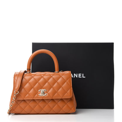 Chanel Caviar Quilted Mini Coco Handle Flap Light Brown 11 of 11