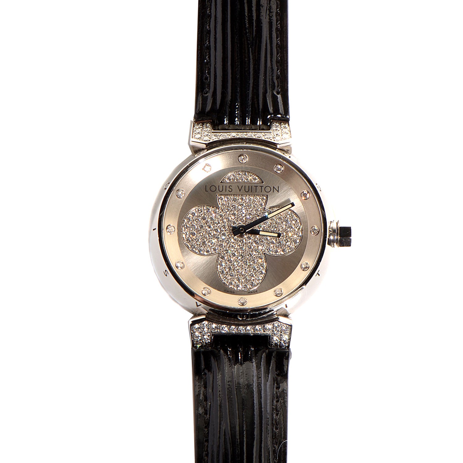 Louis Vuitton Stainless Steel Epi Diamond 34mm Tambour Forever Quartz Watch Champagne 1 of 7