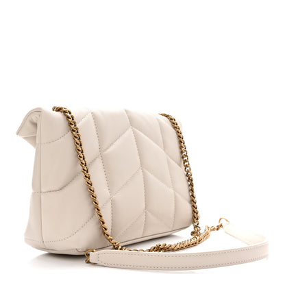 Saint Laurent Lambskin Quilted Toy Loulou Puffer Monogram Chain Satchel Blanc Vintage 3 of 11