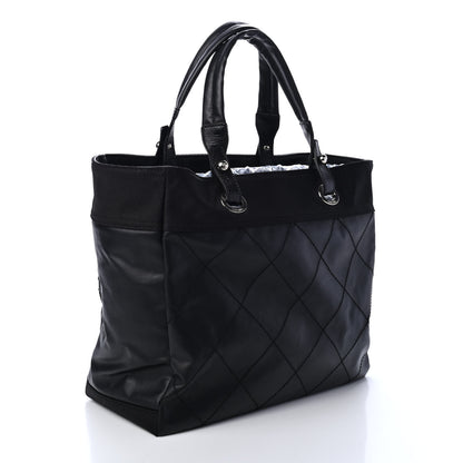 Chanel Coated Canvas Quilted Large Paris Biarritz Tote Black 2 of 4