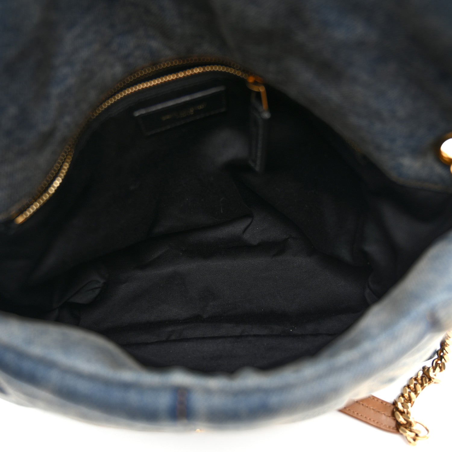 Saint Laurent Denim Quilted Medium Loulou Puffer Monogram Chain Satchel Blue Cinnamon 4 of 9