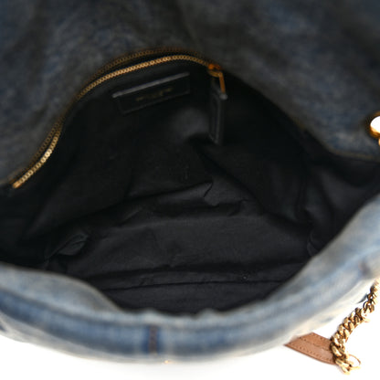 Saint Laurent Denim Quilted Medium Loulou Puffer Monogram Chain Satchel Blue Cinnamon 4 of 9