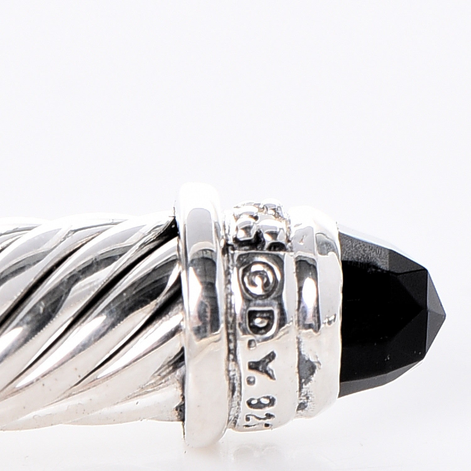 David Yurman Sterling Silver Diamond Black Onyx 5mm Cable Classics Bracelet 5 of 5